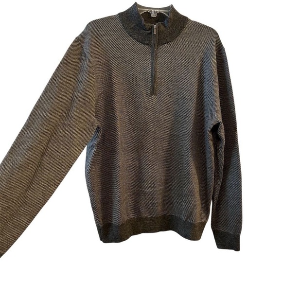 Toscano Men's Gray Wool Blend Quarter-Zip Pullover Sweater Size L Casual Knit - Picture 8 of 12